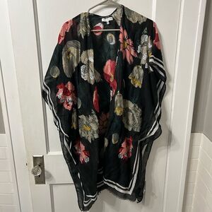 Woven Heart Black Floral Wrap